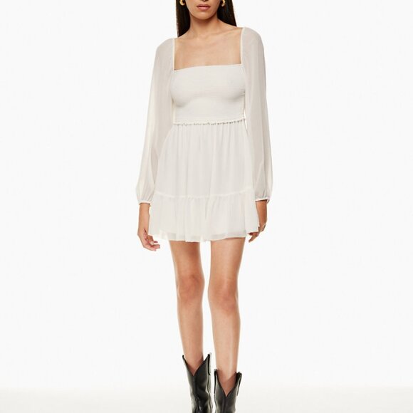 BNWOT Aritzia Wilfred Tempest chiffon dress | light birch, size S - Picture 2 of 10